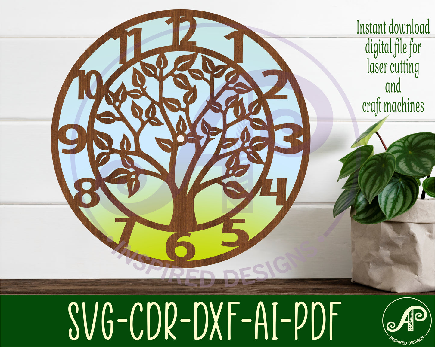 Tree wall clock template designs