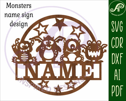 Monsters name wall sign. SVG / DXF / AI / PDF / CDR