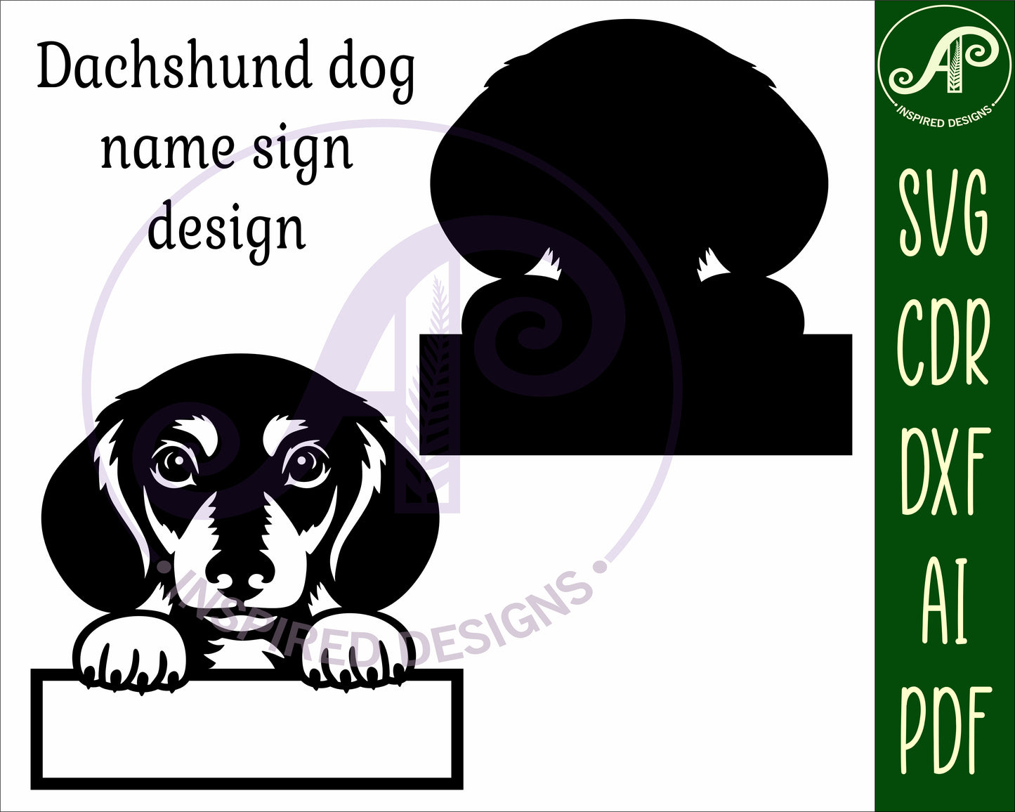 Dachshund dog design shape name sign SVG / DXF / AI / PDF / CDR