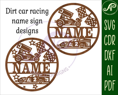 Dirt racing car name wall sign. SVG / DXF / AI / PDF / CDR