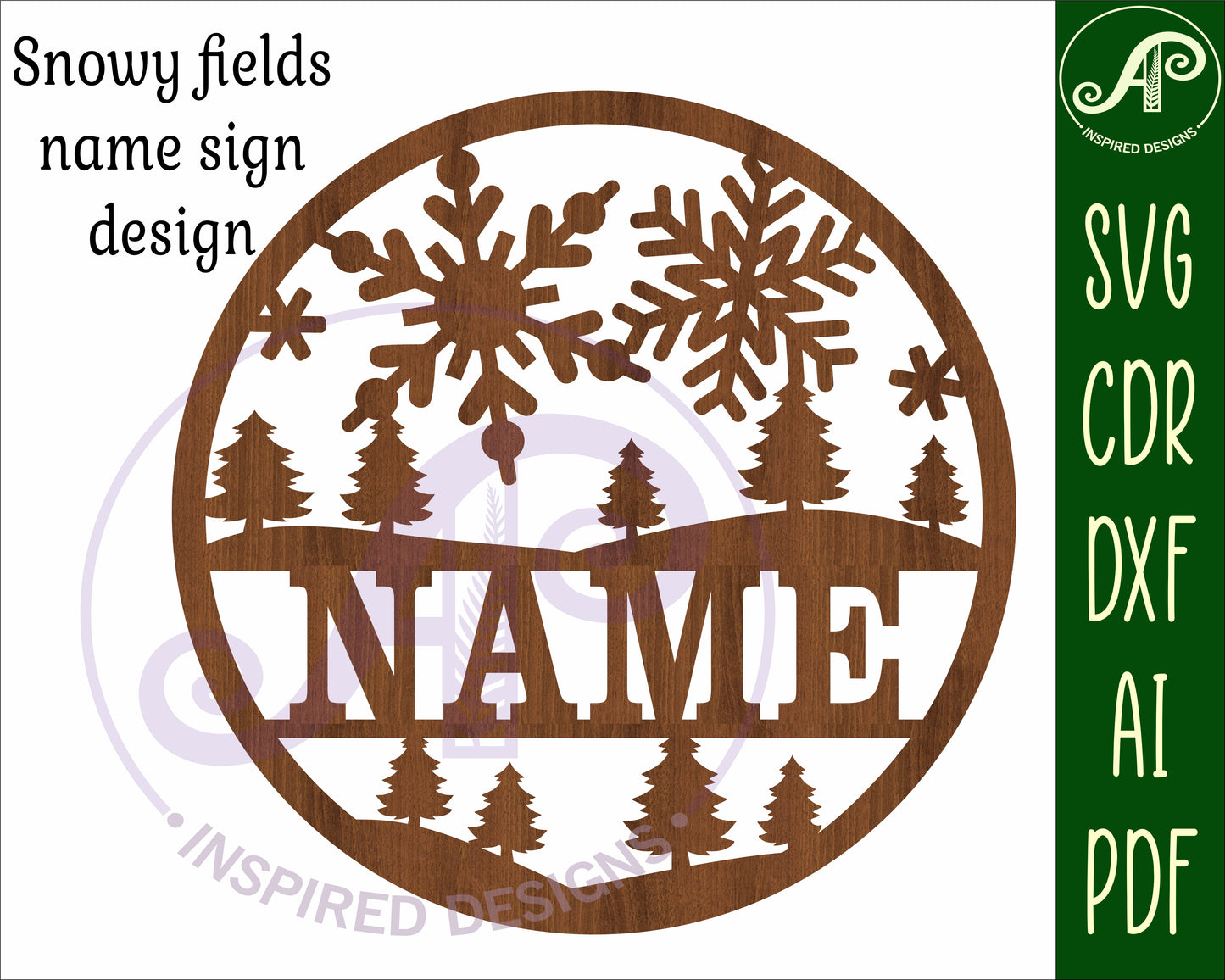 Snowy fields name wall sign. SVG / DXF / AI / PDF / CDR