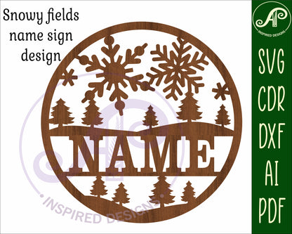 Snowy fields name wall sign. SVG / DXF / AI / PDF / CDR