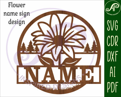 Flower name wall sign. SVG / DXF / AI / PDF / CDR