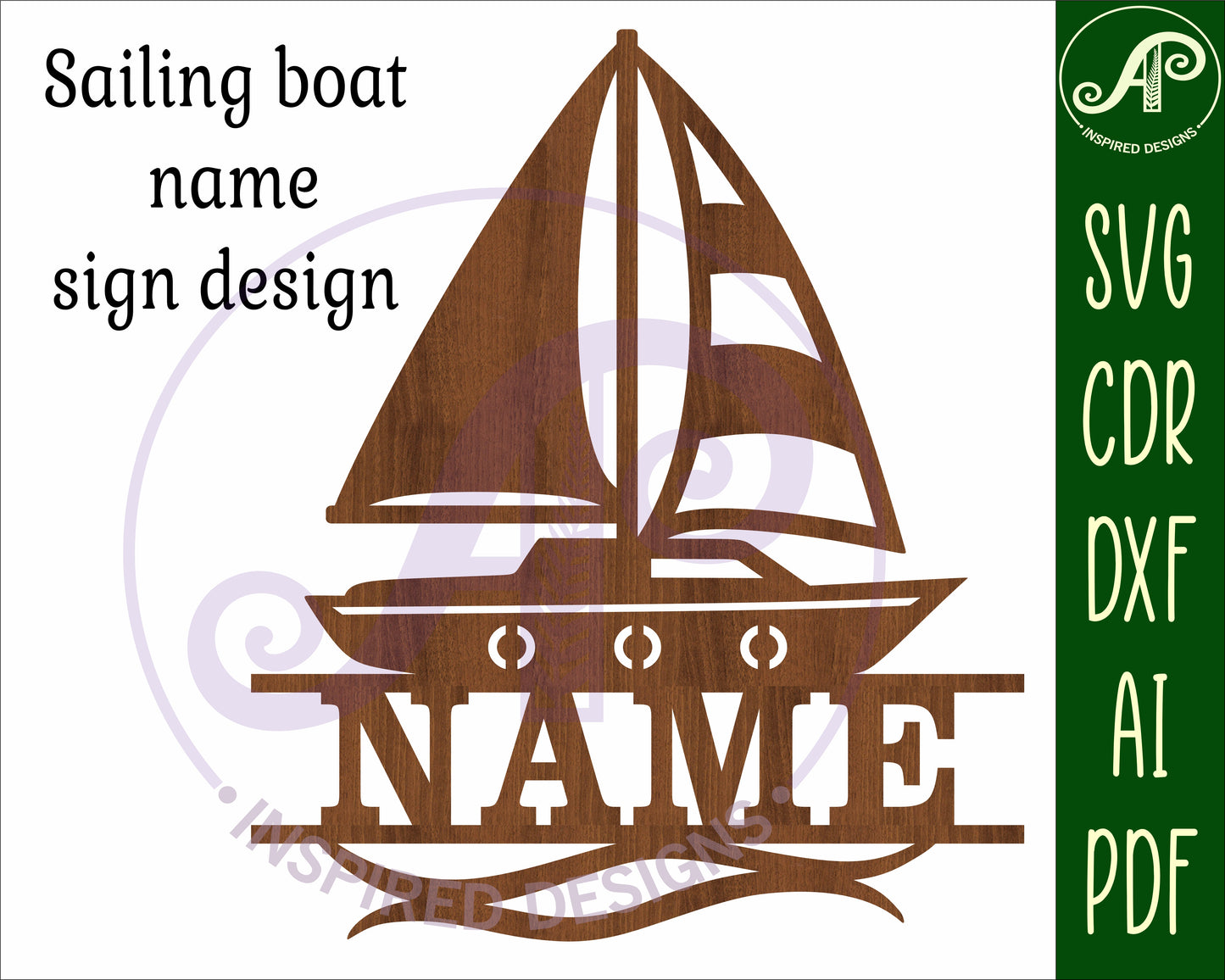 Sailing boat name sign SVG / DXF / AI / PDF / CDR