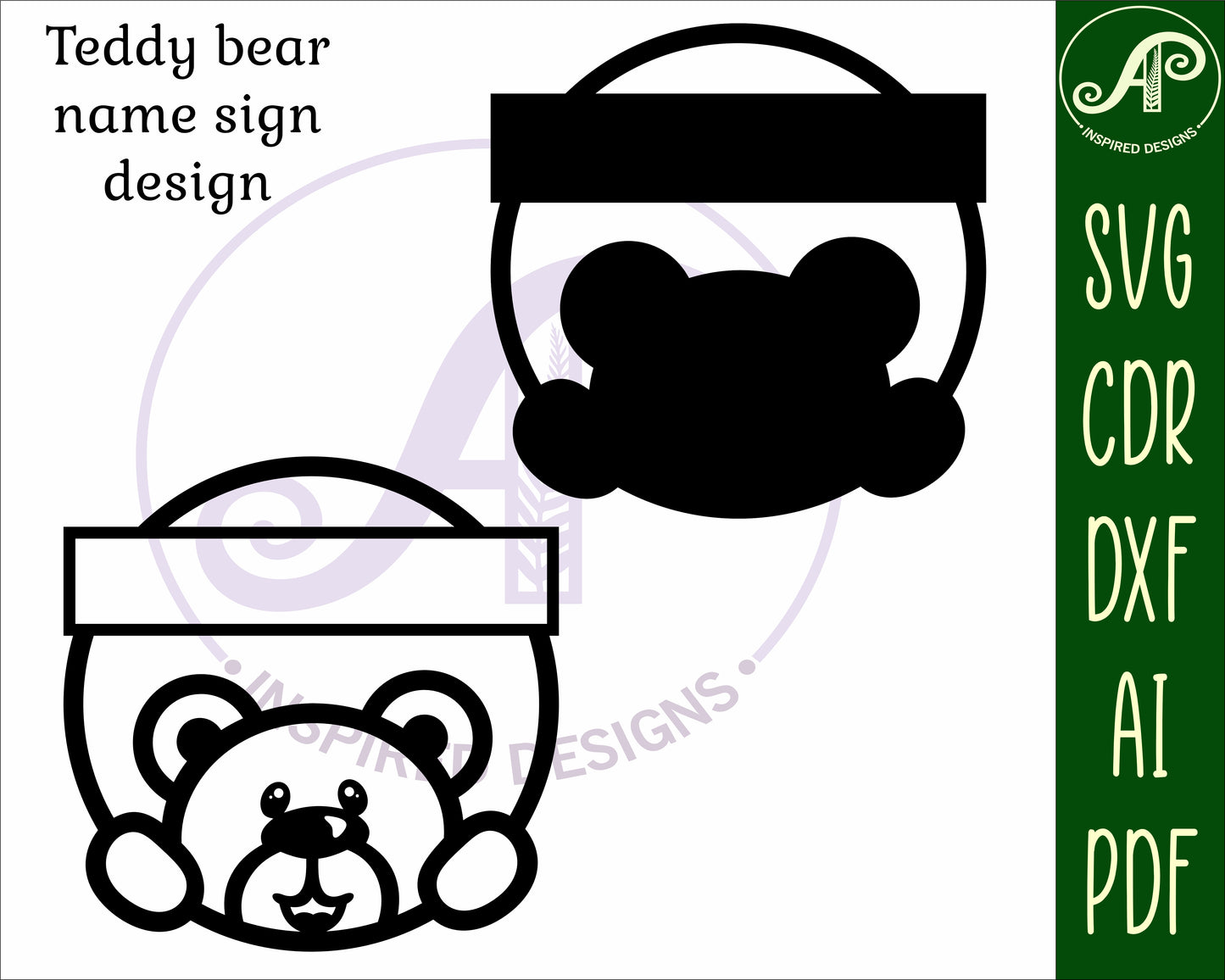 Teddy bear single name wall sign. SVG / DXF / AI / PDF / CDR