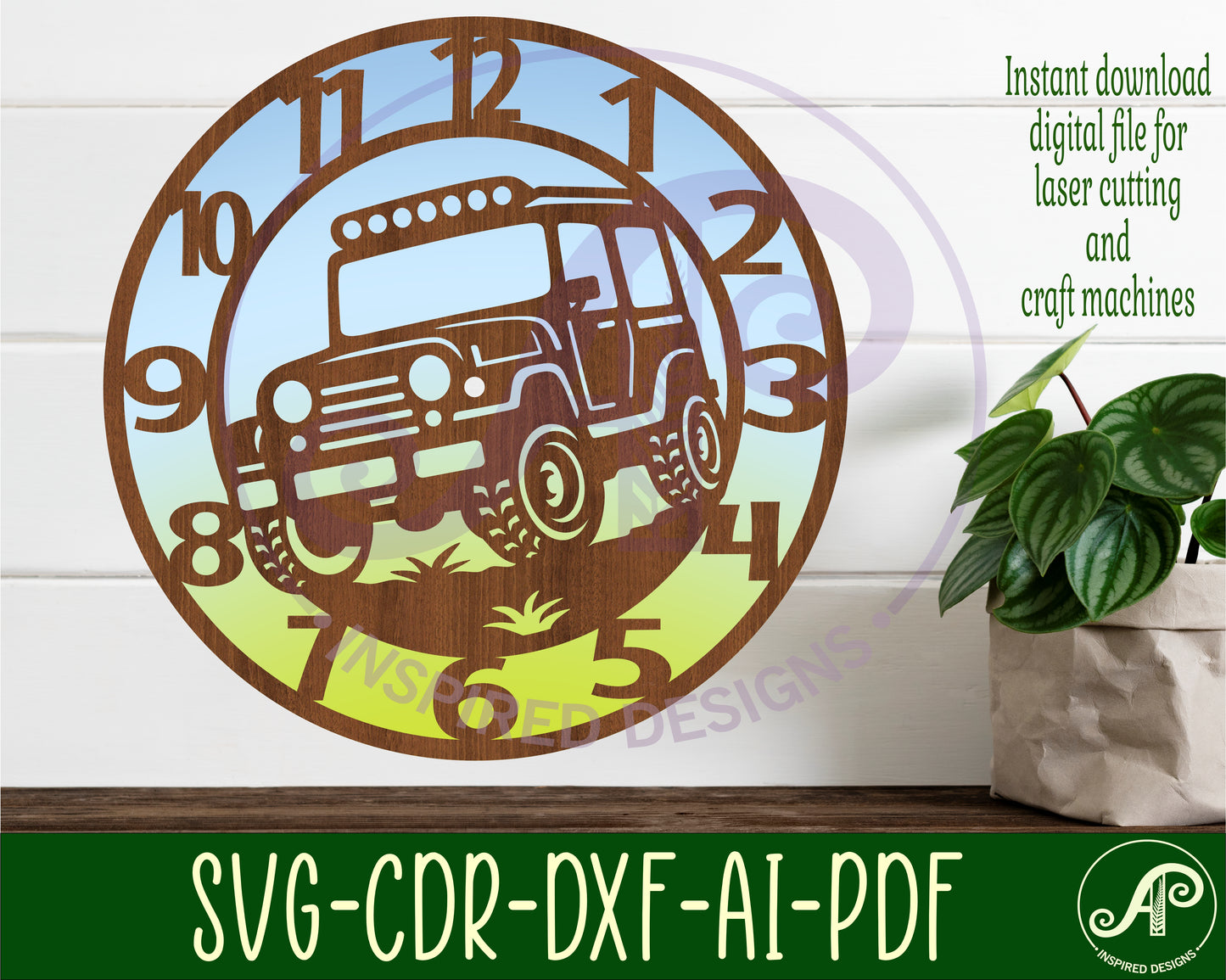 Off road vehicle wall clock template designs