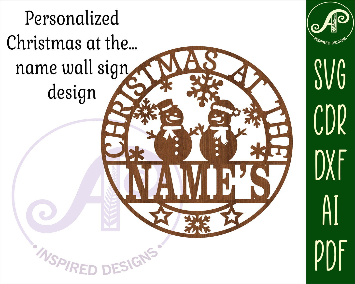 Christmas name wall sign - Snowman. SVG / DXF / AI / PDF / CDR