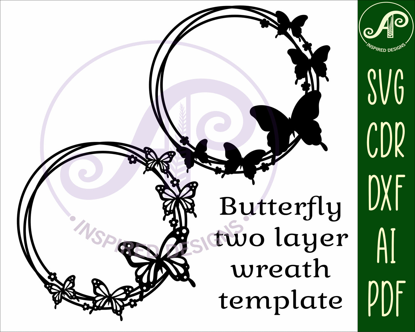 Butterfly wreath wall sign design SVG / DXF / AI / PDF / CDR