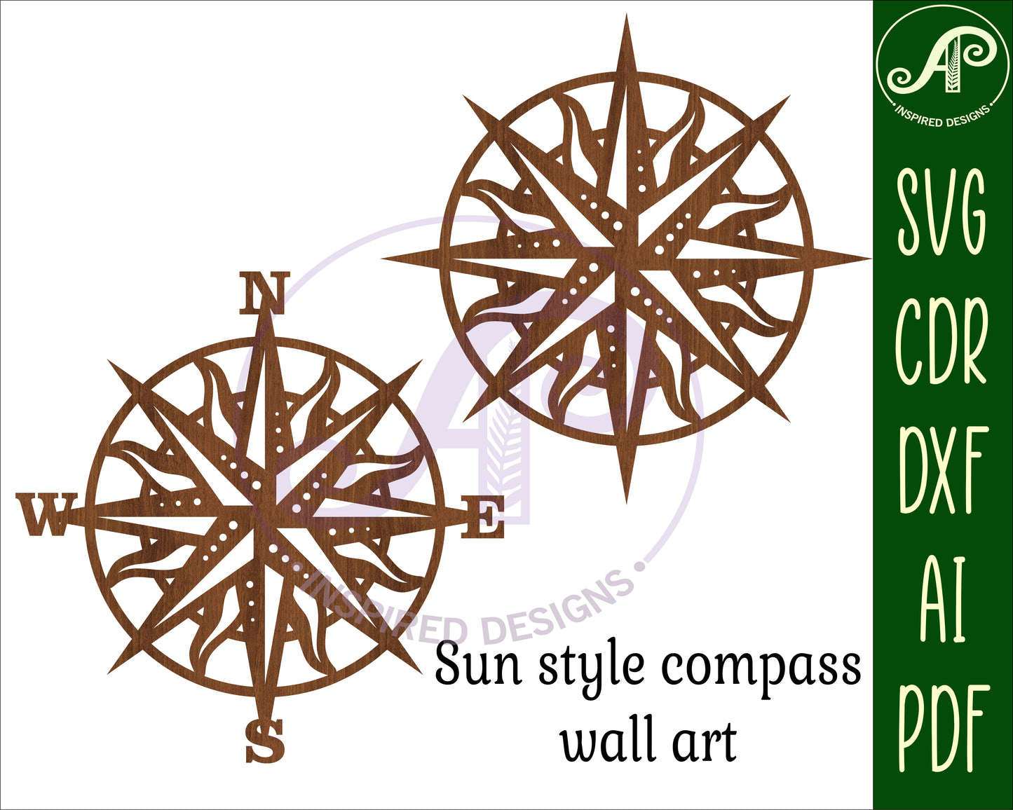 sun style compass wall sign design SVG / DXF / AI / PDF / CDR