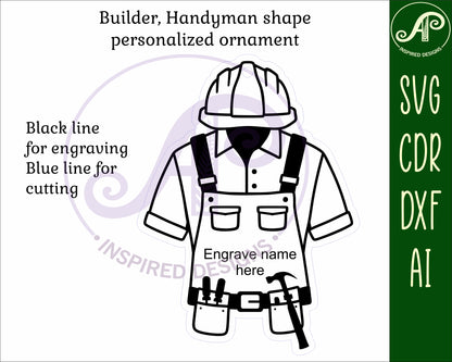 Builder engraved ornament design SVG / DXF / AI