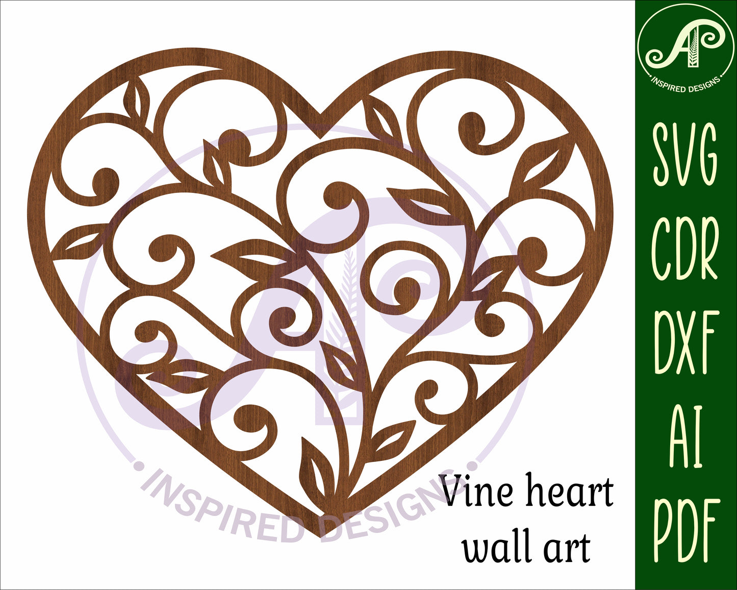 Vine heart wall sign design 2 SVG / DXF / AI / PDF / CDR