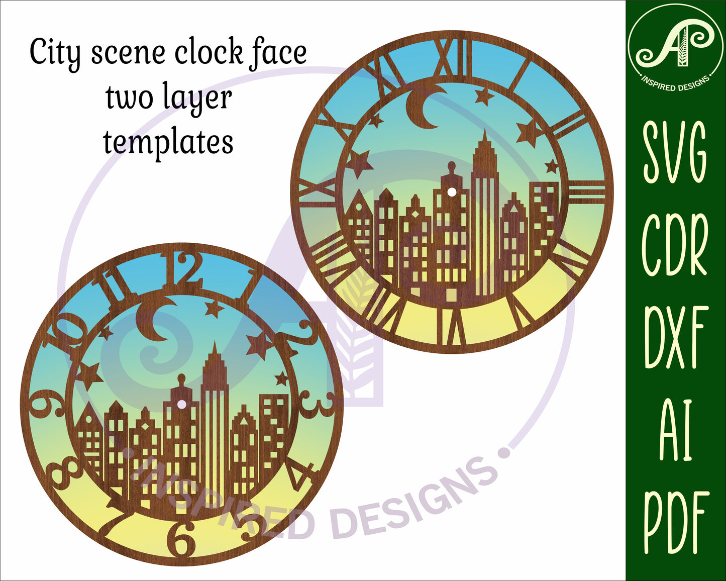 City scene clock template design