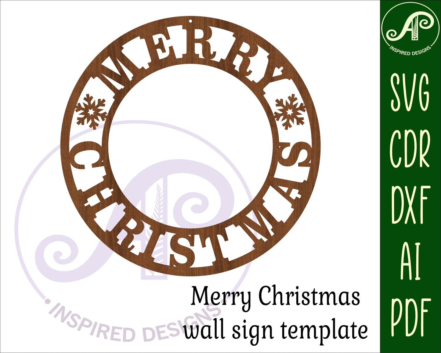 Merry Christmas  wreath wall sign design SVG / DXF / AI / PDF / CDR