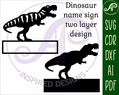 T rex detailed shape name sign SVG / DXF / AI / PDF / CDR