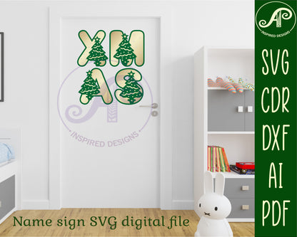 Christmas tree alphabet letter set. 26 letter options