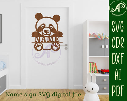 Panda shape name sign SVG / DXF / AI / PDF / CDR