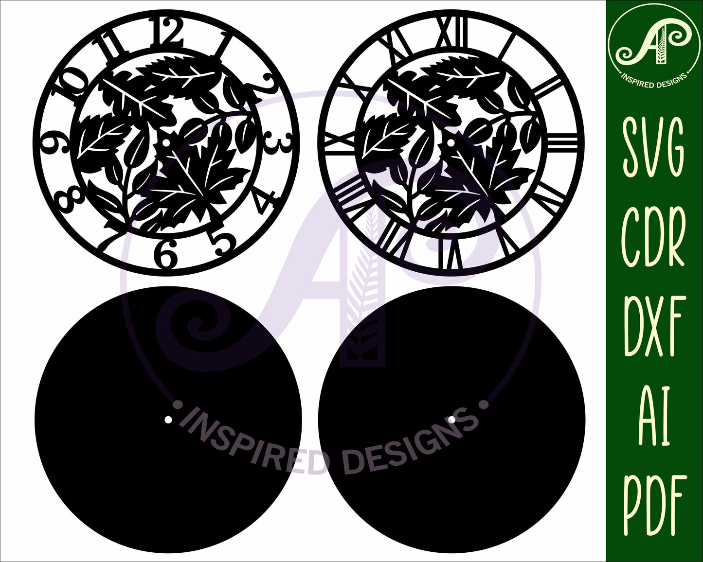 Leaves wall clock template designs