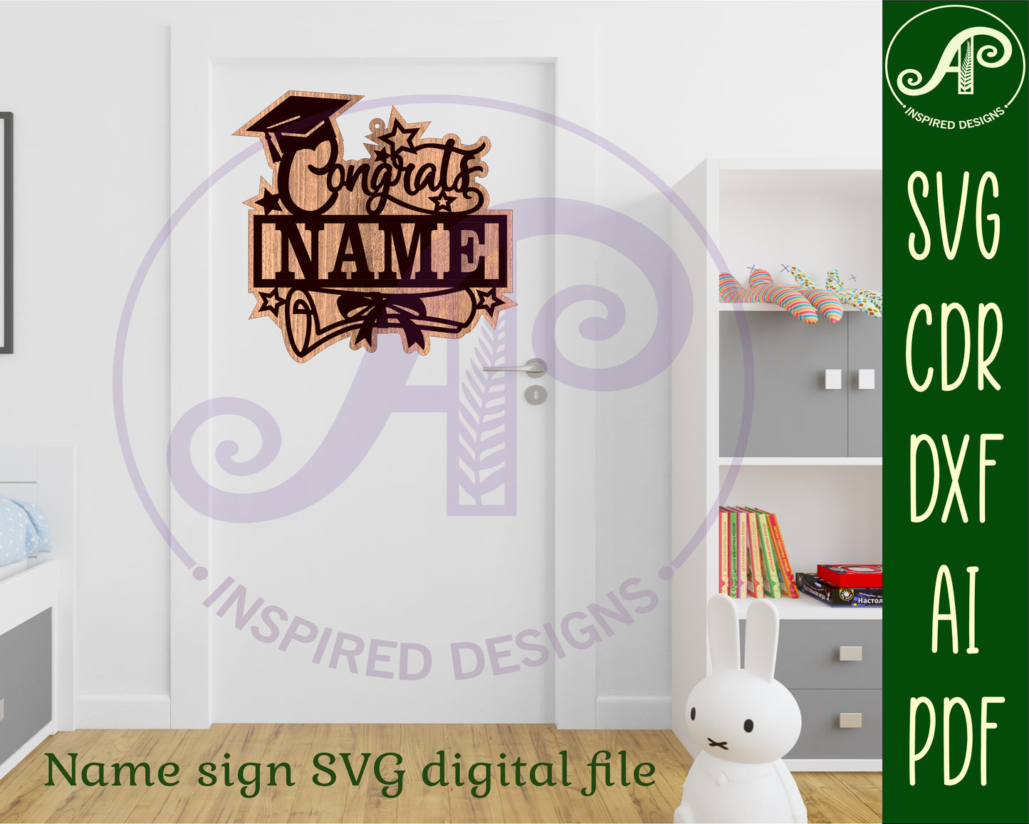 Congrats graduate shape name sign SVG / DXF / AI / PDF / CDR