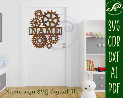 Gears design shape name sign SVG / DXF / AI / PDF / CDR