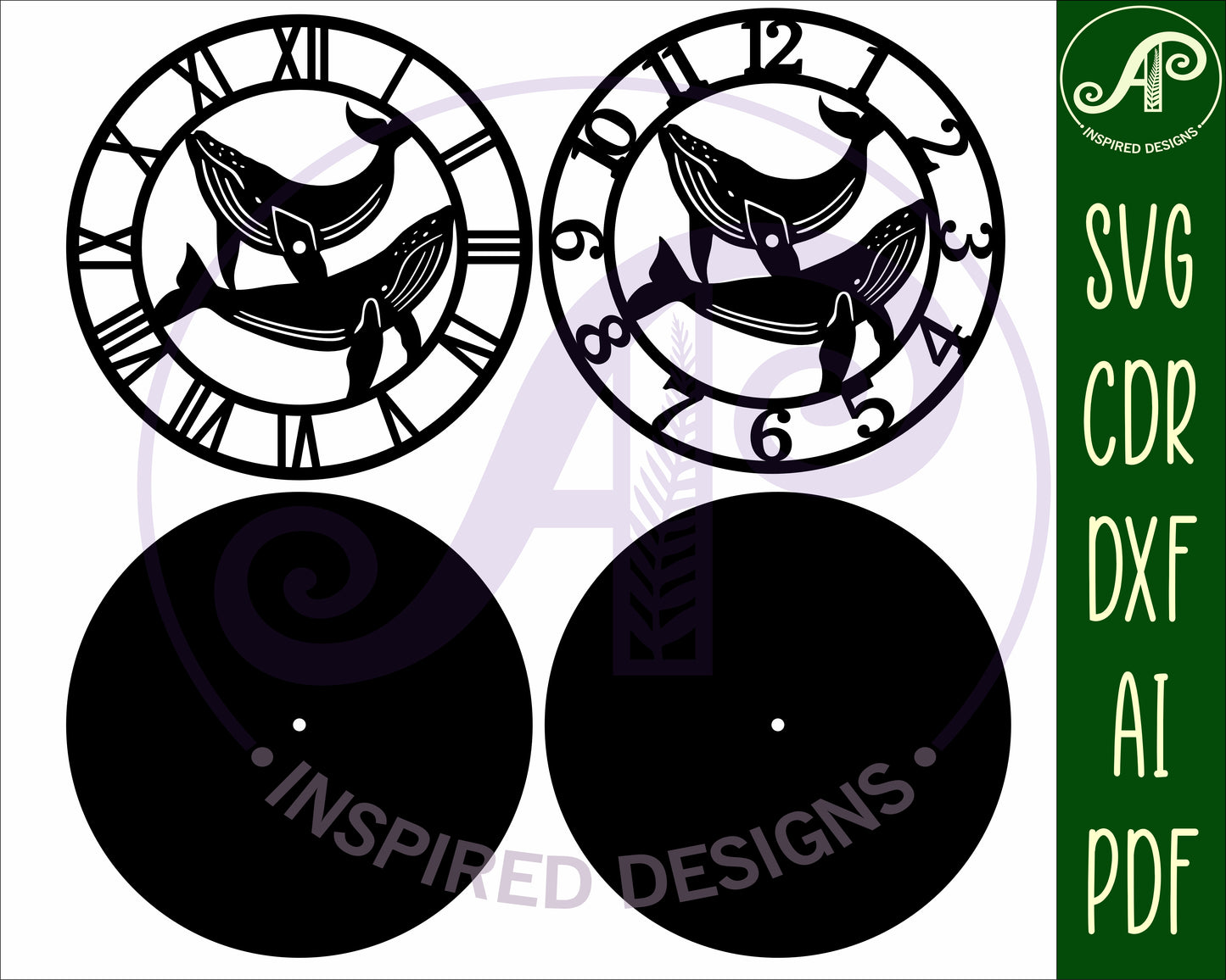 2 Whale clock template design