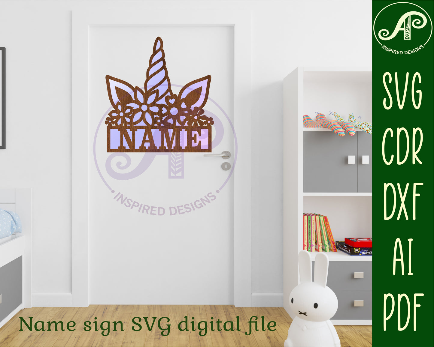 Unicorn horn shape name sign SVG / DXF / AI / PDF / CDR