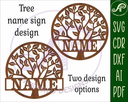 Tree name wall sign. SVG / DXF / AI / PDF / CDR