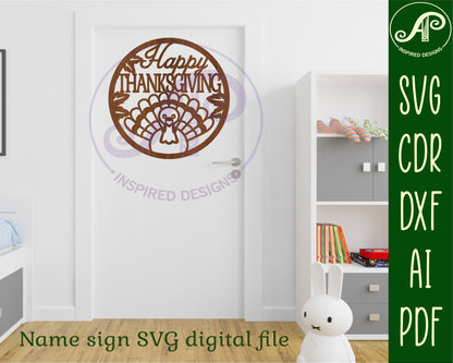 Happy thanksgiving wall sign design 2 SVG / DXF / AI / PDF / CDR