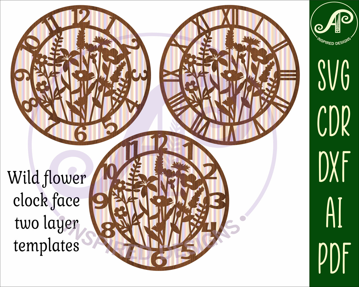 Wild flower clock template design