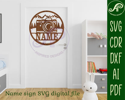 Photographer name wall sign. SVG / DXF / AI / PDF / CDR