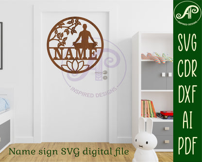 Yoga male  name wall sign. SVG / DXF / AI / PDF / CDR