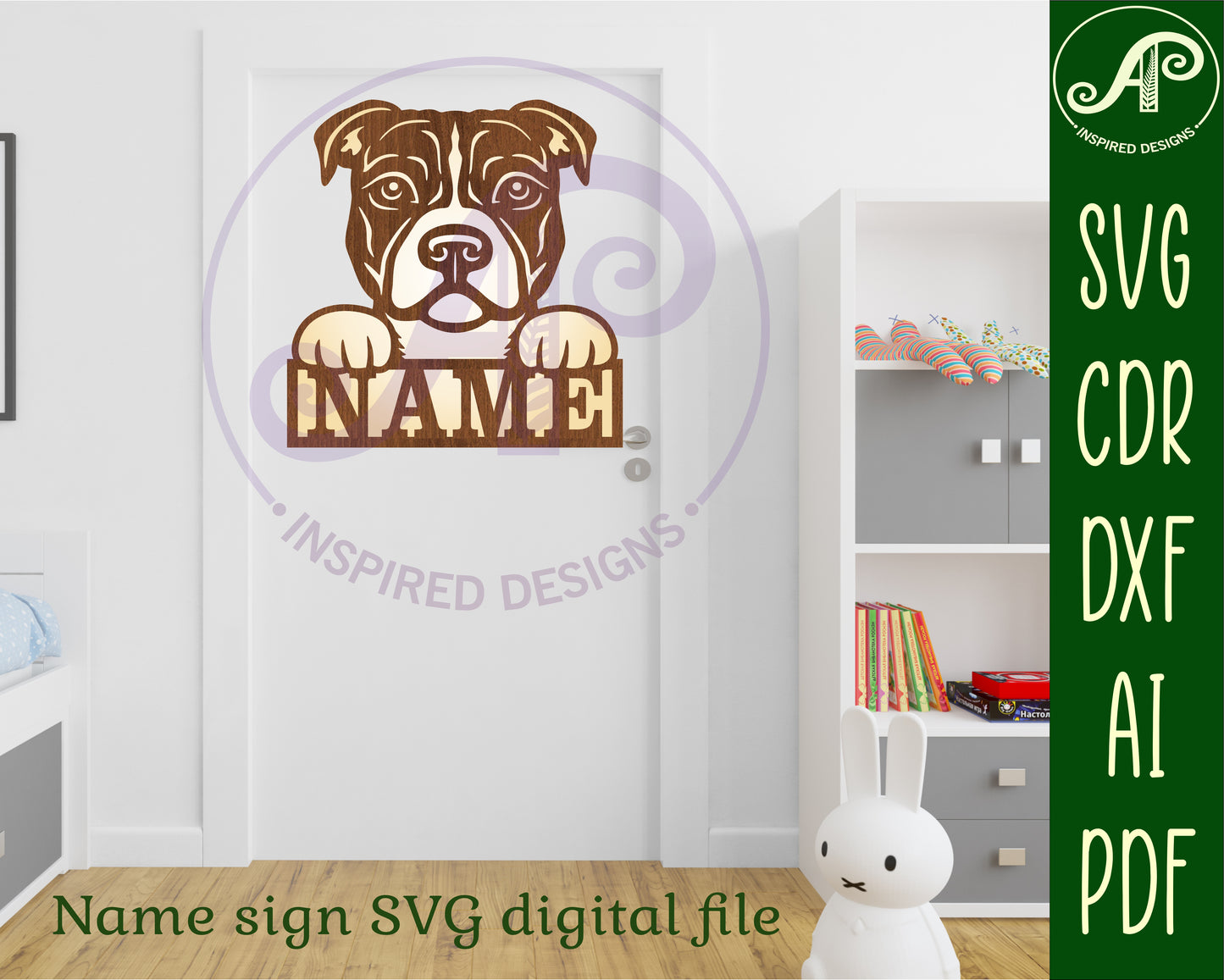 Pitbull dog name sign SVG / DXF / AI / PDF / CDR