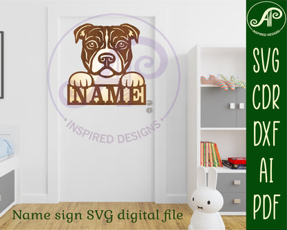 Pitbull dog name sign SVG / DXF / AI / PDF / CDR