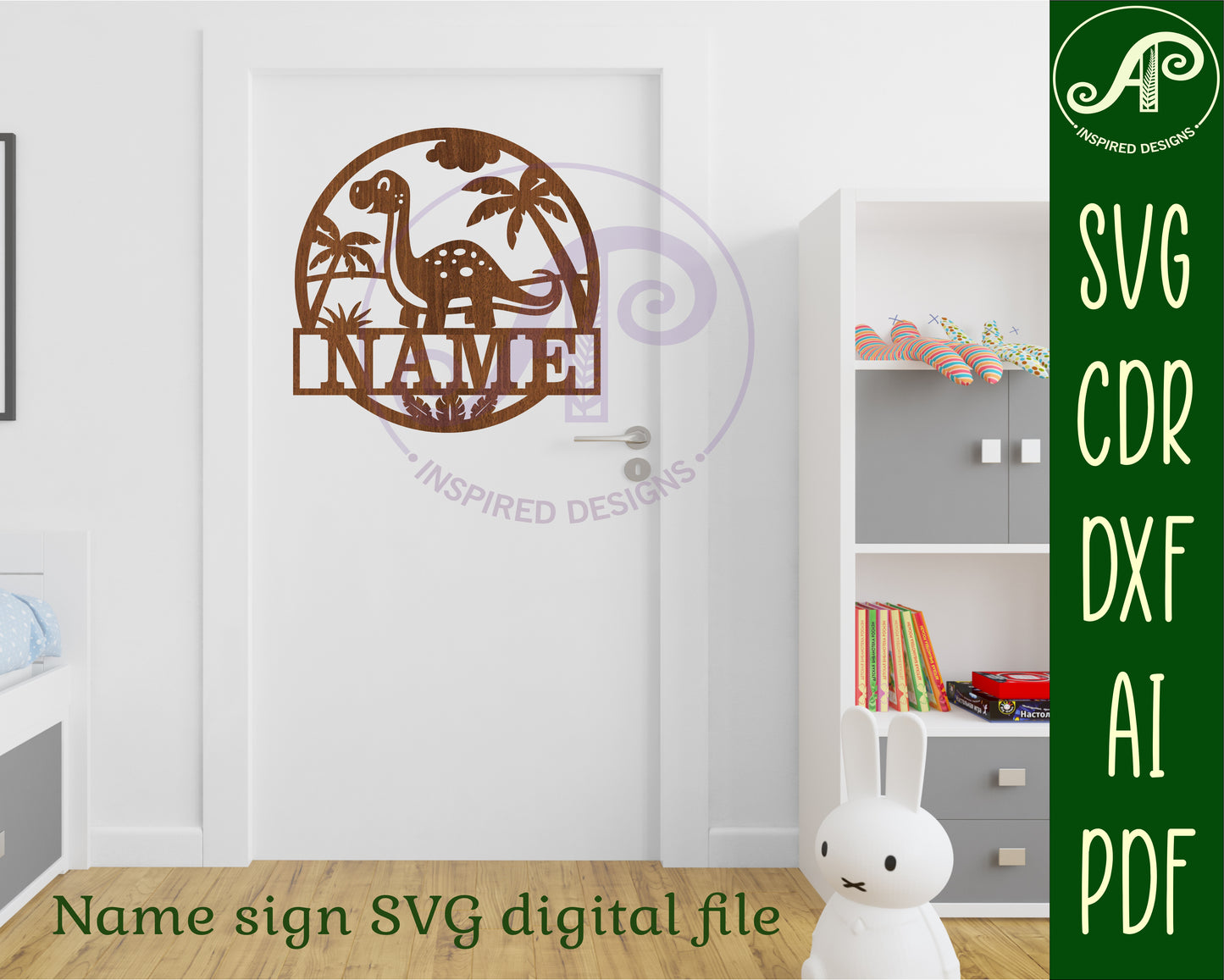 Brontosaurus Dinosaur name wall sign. SVG / DXF / AI / PDF / CDR