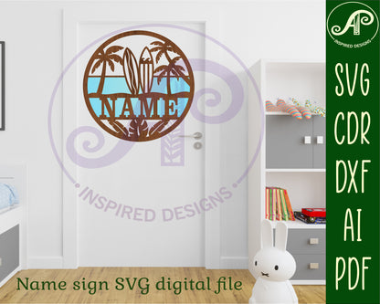 Surfers beach name wall sign. SVG / DXF / AI / PDF / CDR