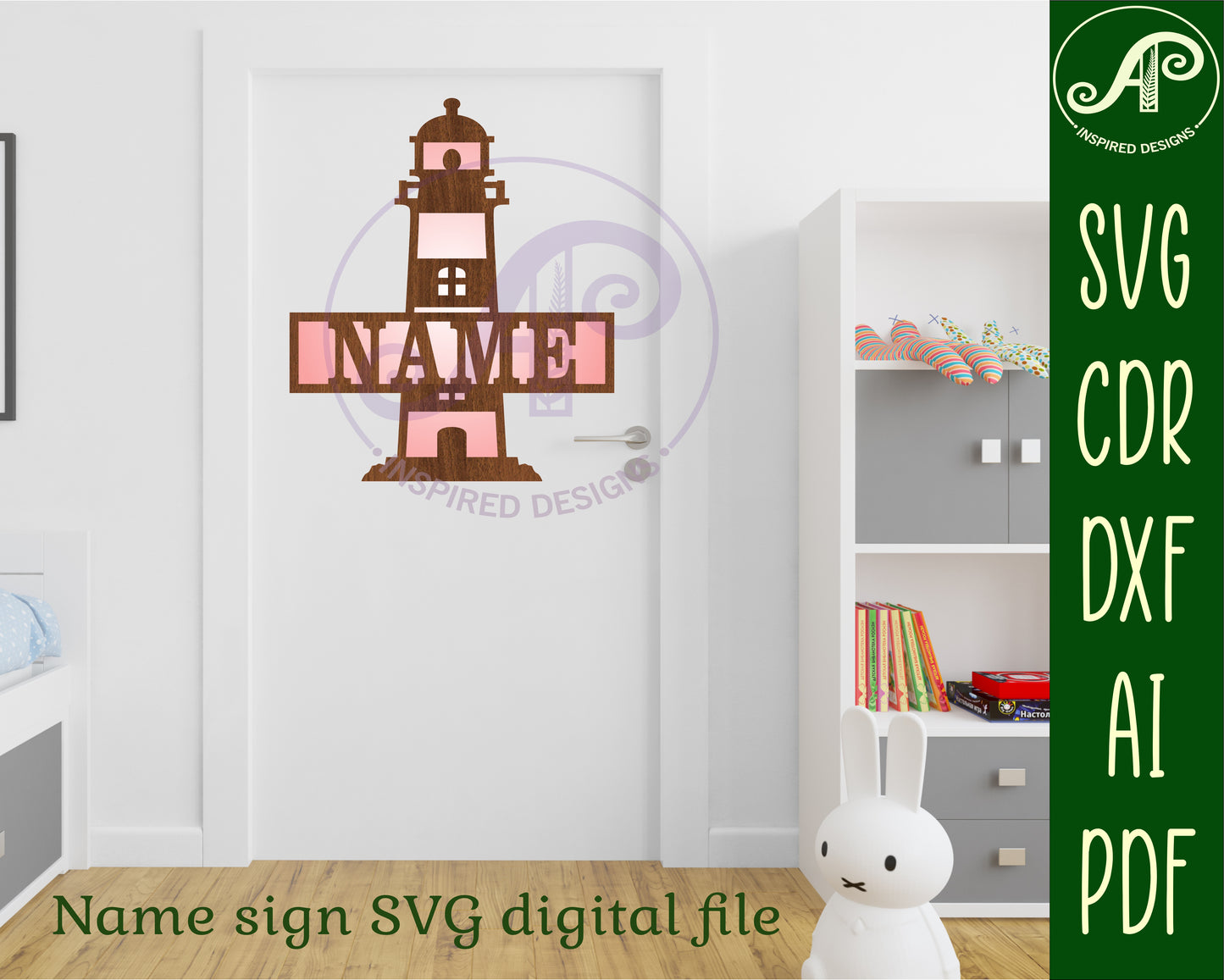 Lighthouse design shape name sign SVG / DXF / AI / PDF / CDR