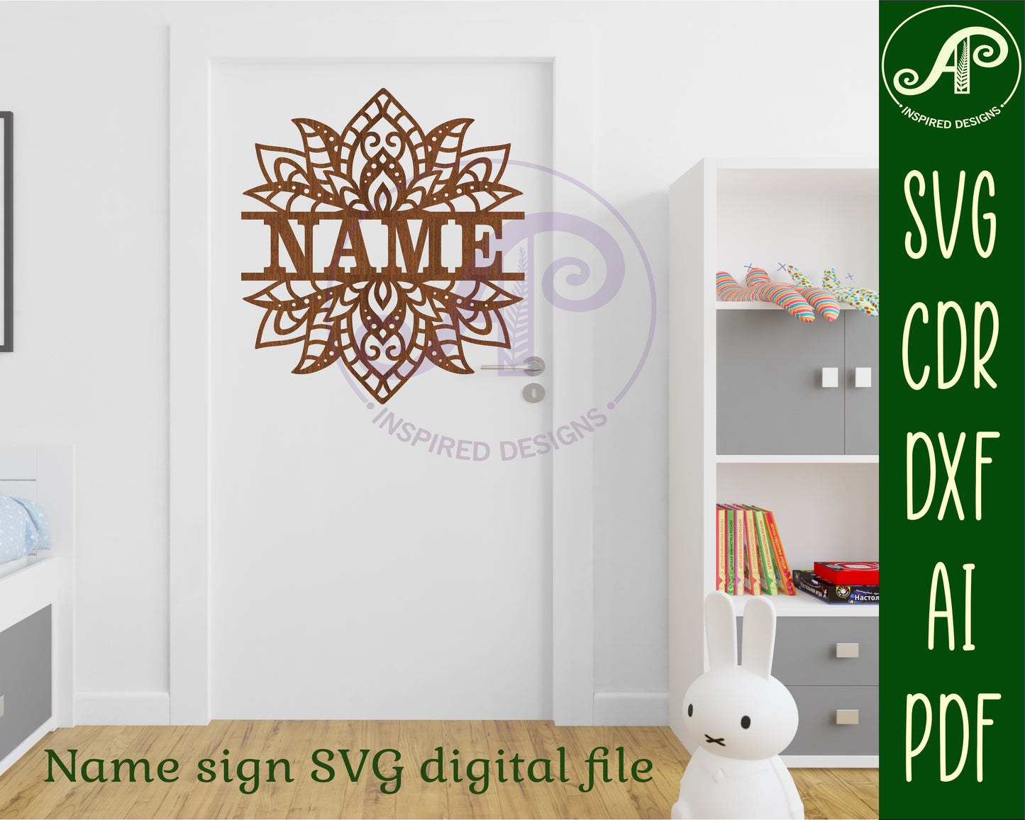 Lotus flower design shape name sign SVG / DXF / AI / PDF / CDR