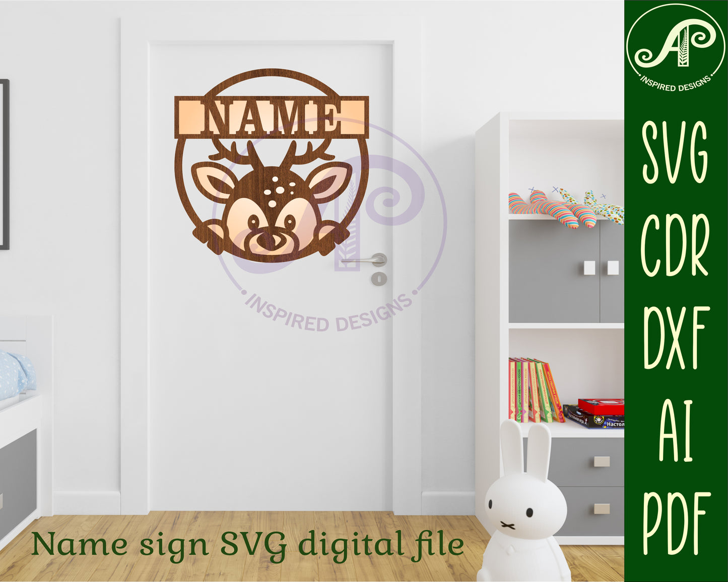 Deer single name wall sign. SVG / DXF / AI / PDF / CDR