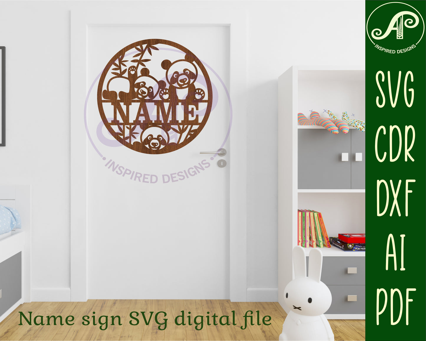 Pandas name wall sign. SVG / DXF / AI / PDF / CDR