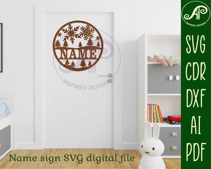 Snowy fields name wall sign. SVG / DXF / AI / PDF / CDR