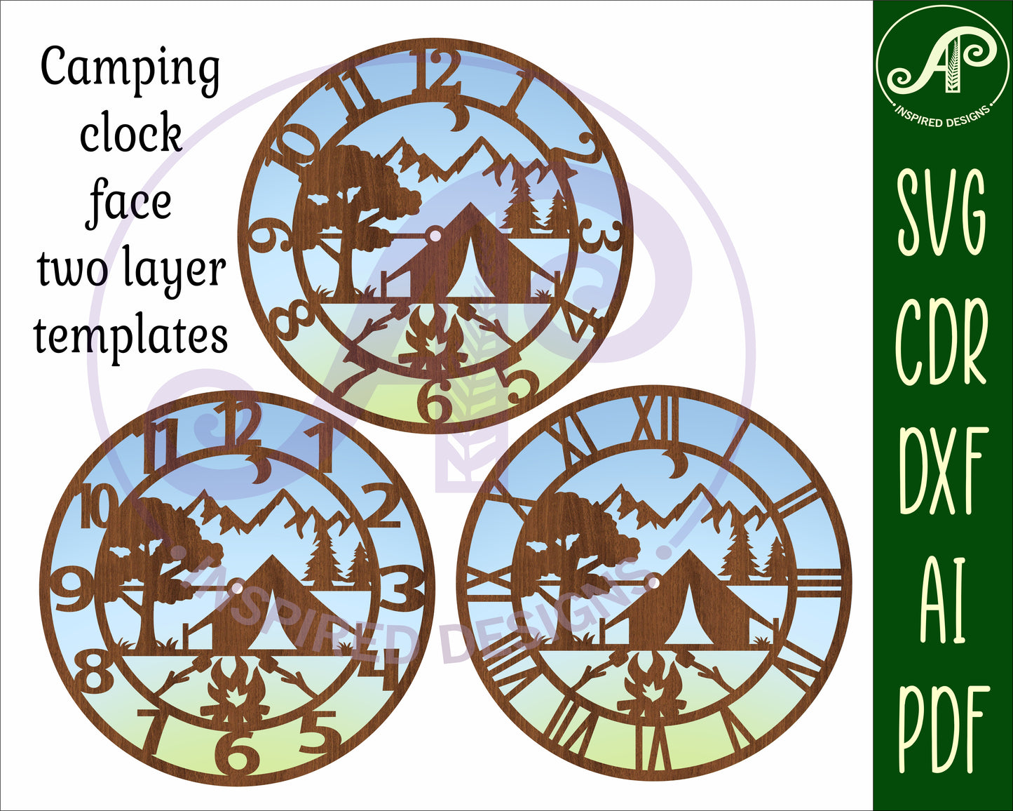 Camping wall clock template designs