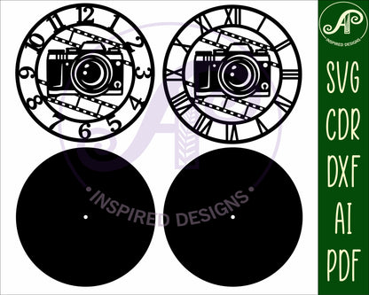 Photographer camera wall clock template designs