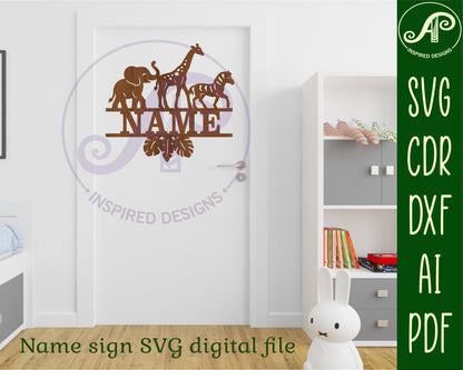 Safari animals name sign SVG / DXF / AI / PDF / CDR