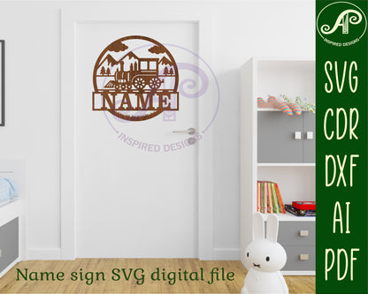 Train name wall sign. SVG / DXF / AI / PDF / CDR