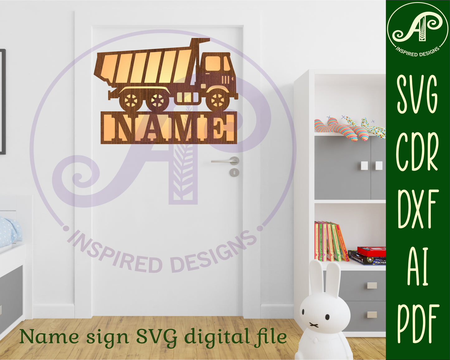 Dump truck shape name sign SVG / DXF / AI / PDF / CDR