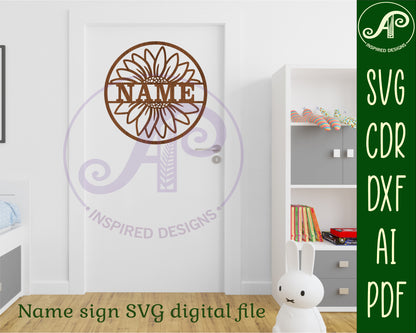 Real daisy name wall sign. SVG / DXF / AI / PDF / CDR