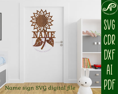 Sunflower shape name sign SVG / DXF / AI / PDF / CDR