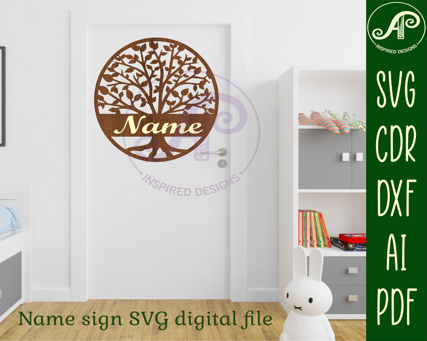 Family tree name wall sign. SVG / DXF / AI / PDF / CDR