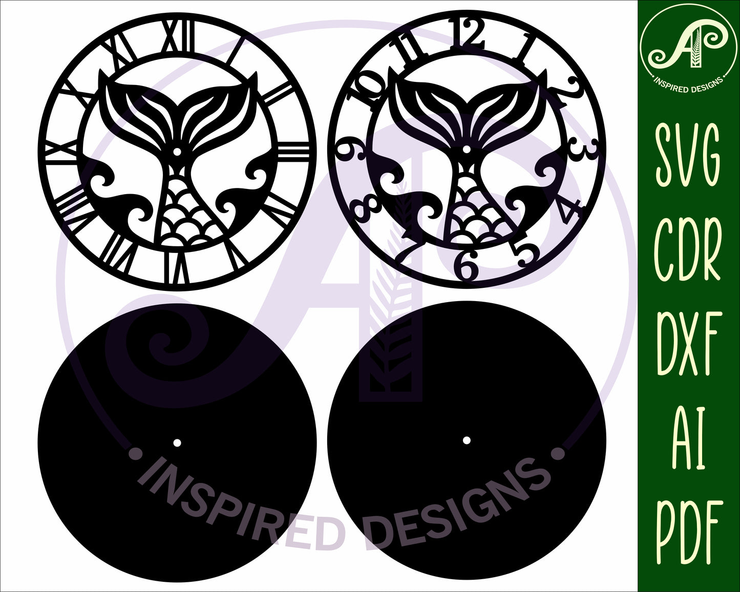 Mermaid tail clock template design