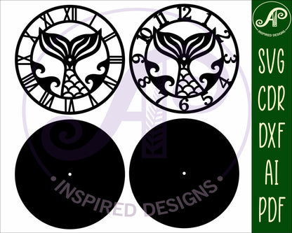 Mermaid tail clock template design