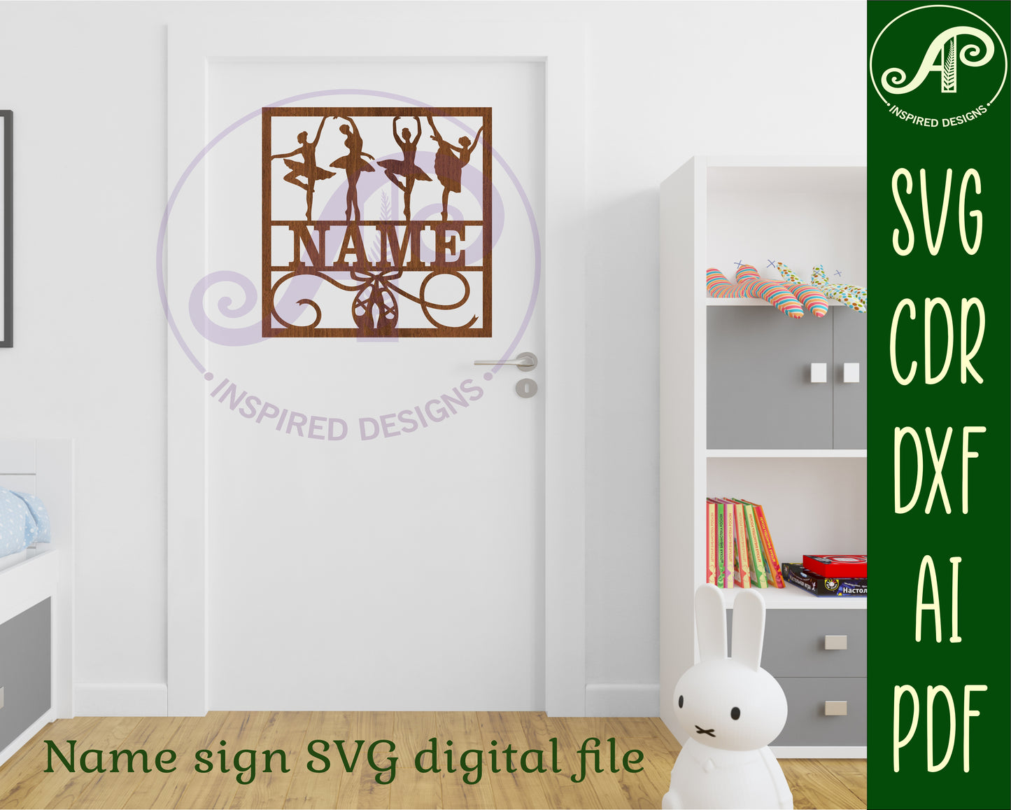 Ballet name wall sign. SVG / DXF / AI / PDF / CDR